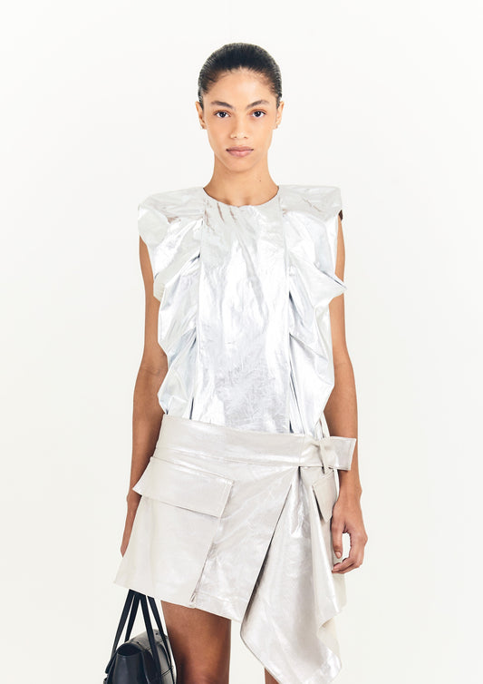 BLUSA DE TRICOLINE COM BABADOS