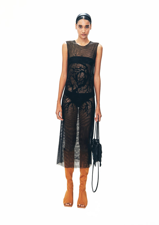 VESTIDO ÁRVORE LONGO DE TULE