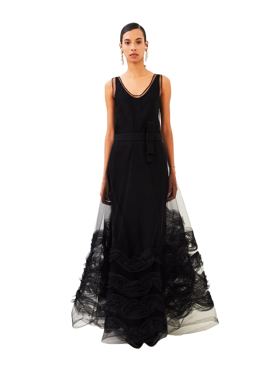 VESTIDO LONGO DE TULE LABIRINTO