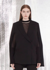 BLAZER DECOTE V COM PELERINE DE CREPE