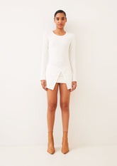 MINI VESTIDO DE MALHA COM SAIA ALFAIATARIA