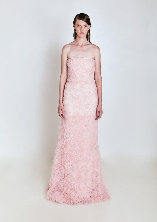 VESTIDO LONGO FLORES COM DEGRADÊ