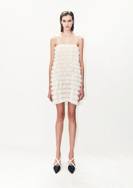 VESTIDO CURTO BOLAS DE TULE