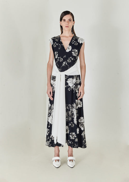 VESTIDO MIDI JARDIM INGLÊS COM AMARRAÇÃO