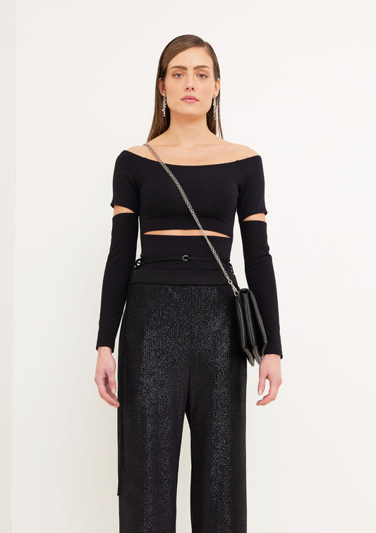 CAMISETA OMBRO A OMBRO RASGADA