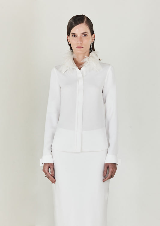 CAMISA DE CREPE COM FLORES