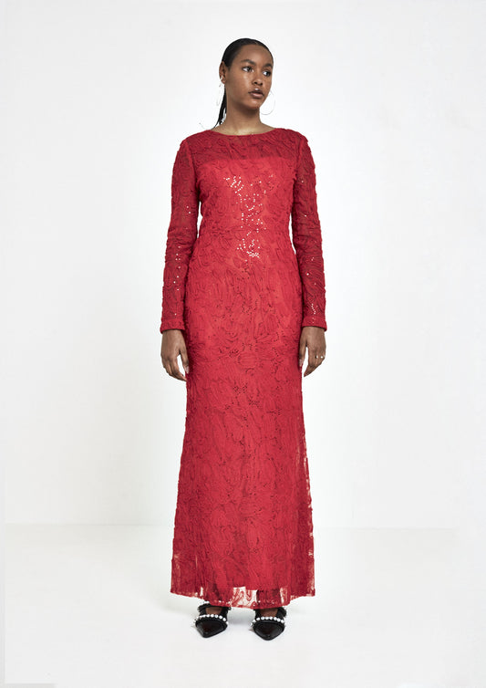 VESTIDO LONGO DE PAETÊ FILETO