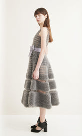 VESTIDO CURTO CHARLOTE CREPE E TULE
