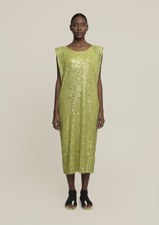 VESTIDO COM OMBREIRA PAETÊ