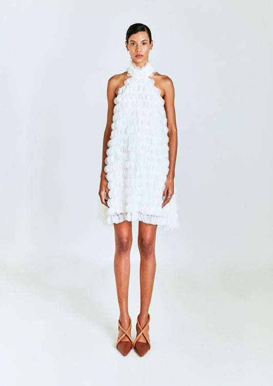 VESTIDO CURTO DE TULE COM BOLAS