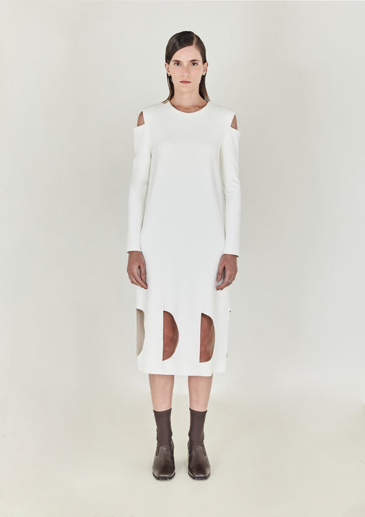 VESTIDO CURTO DE MALHA COM RECORTES