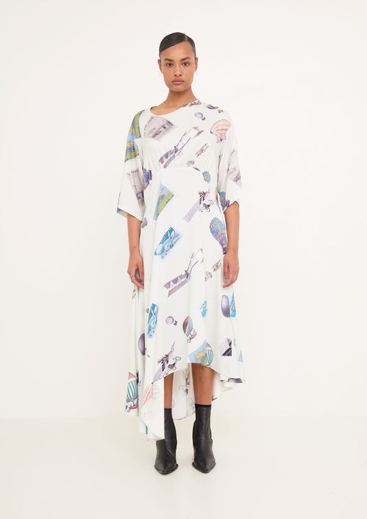 VESTIDO DE PREGAS COM DECOTE ASSIMÉTRICO