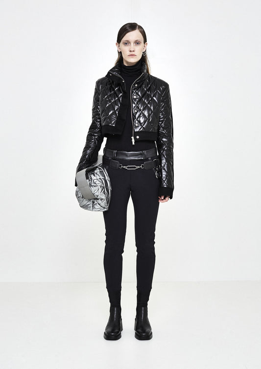 CALÇA LEGGING COM CÓS DE COURO E TK