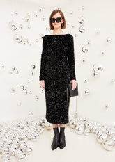 VESTIDO MIDI DE PAETÊ VELUDO