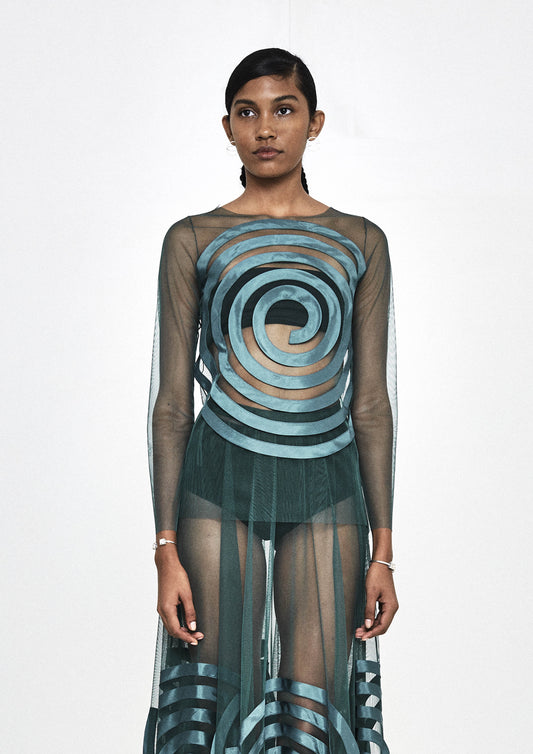 BLUSA DE TULE DETALHE ESPIRAL