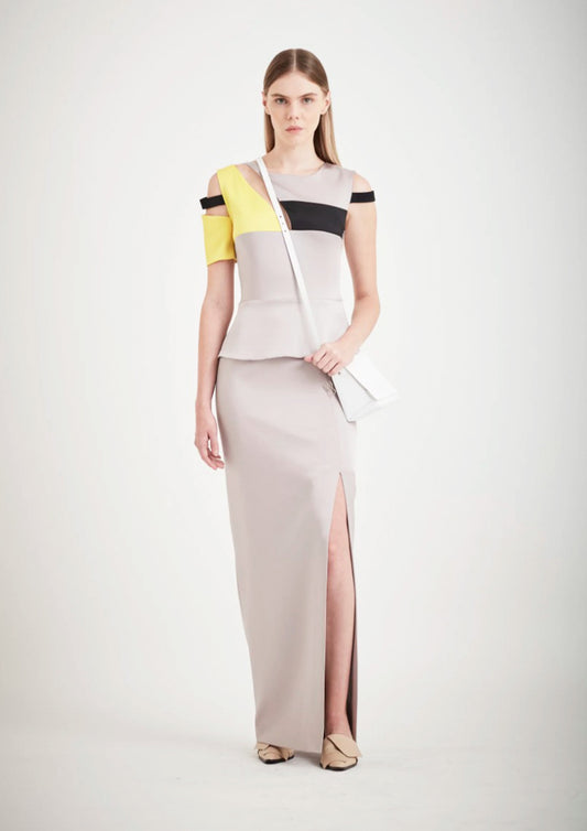 VESTIDO LONGO TRICOLOR MONALISA