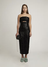 VESTIDO SEM ALÇA DE PAETÊ