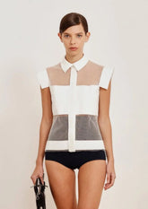 CAMISA MANGA CURTA TRANSPARENTE