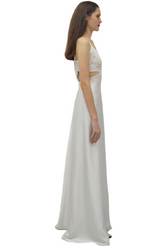 VESTIDO LONGO VAZADO COM DETALHE RENDA