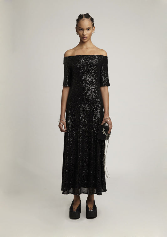 VESTIDO OMBRO A OMBRO DE PAETÊ