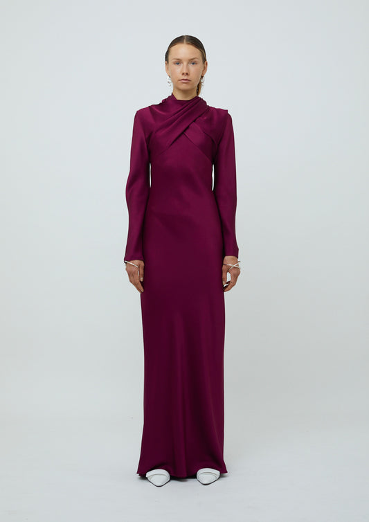 VESTIDO DE VIÉS COM FOULARD