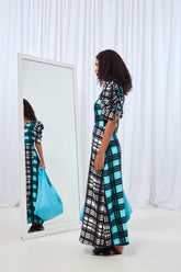VESTIDO COM MANGA ESTAMPA XADREZ