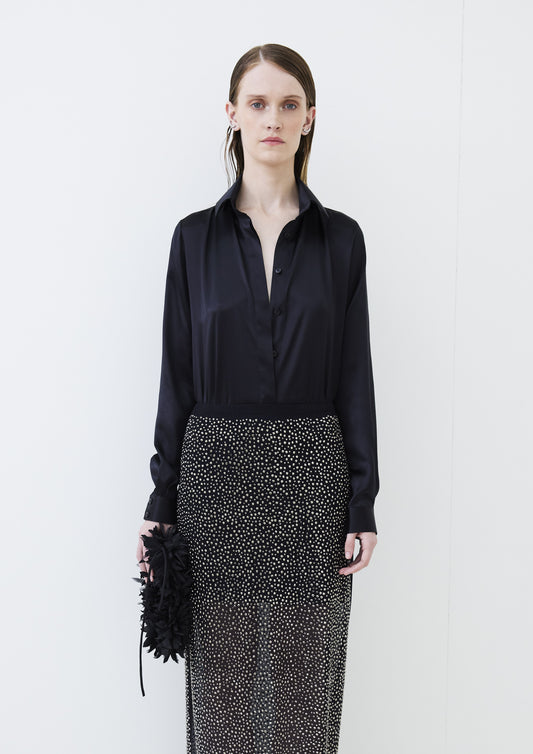 CAMISA CLÁSSICA DE CETIM DE SEDA