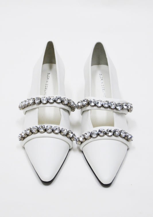 SAPATO DE FESTA DE COURO COM PEDRAS