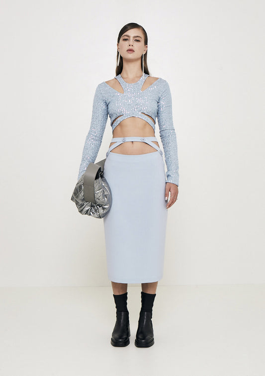 SAIA MIDI GABARDINE COM CINTO