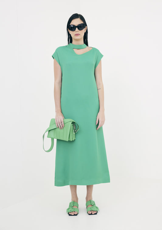 VESTIDO LONGO COM DECOTE ASSIMÉTRICO