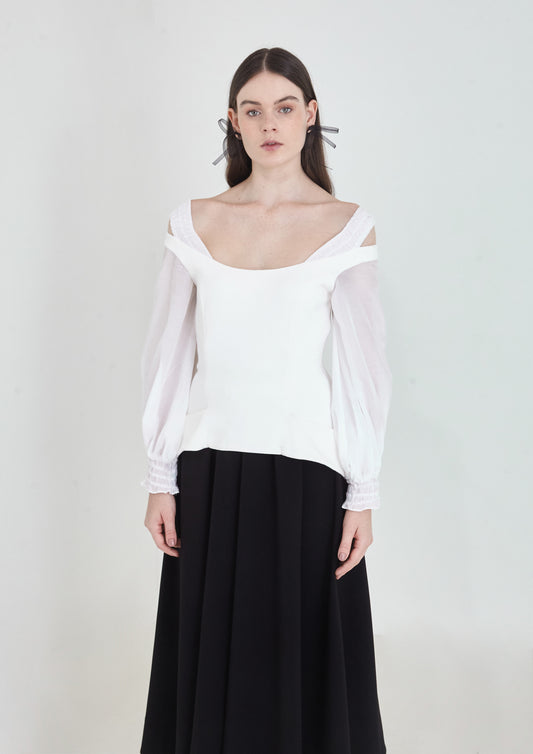 BLUSA CORSELET COM MANGA BUFANTE