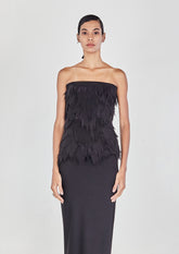 TOP CORSELET COM TULE DESFIADO