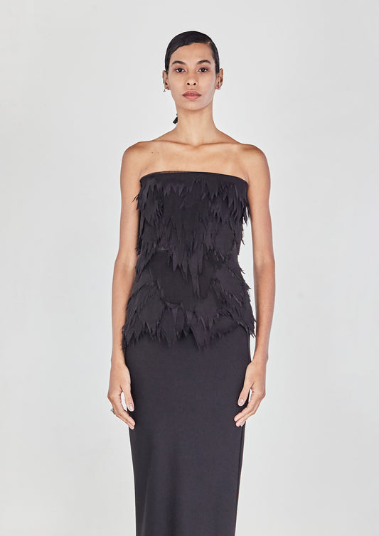 TOP CORSELET COM TULE DESFIADO