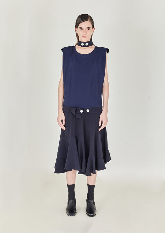 VESTIDO MISTO COM CINTO