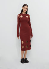 VESTIDO TUBO COM BOLAS VAZADAS