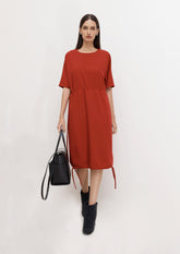 VESTIDO COM MANGA MORCEGO FRANZIDO