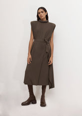 VESTIDO GOLA ROLÊ COM SAIA TRANSPASSADA