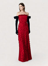 VESTIDO SEM ALÇA BORDADO