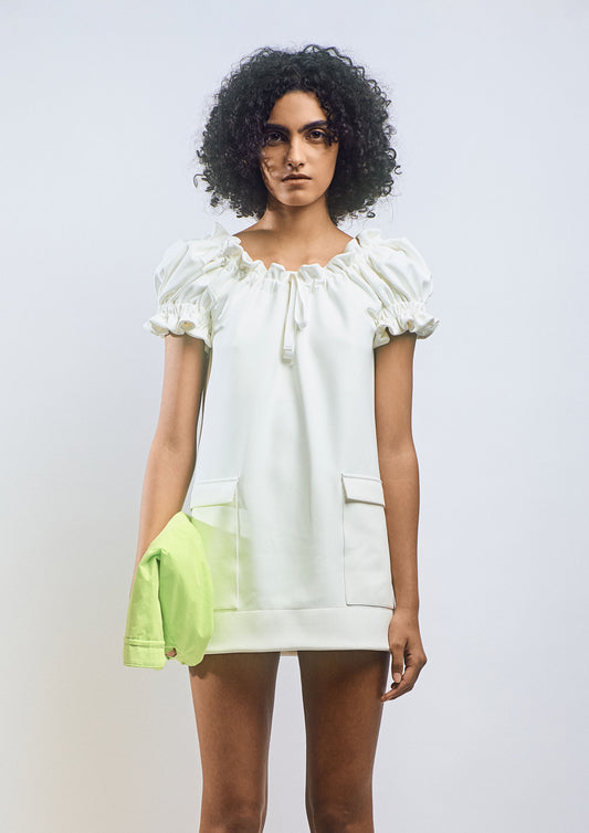 TUNICA OMBRO A OMBRO FRANZIDA DE MALHA