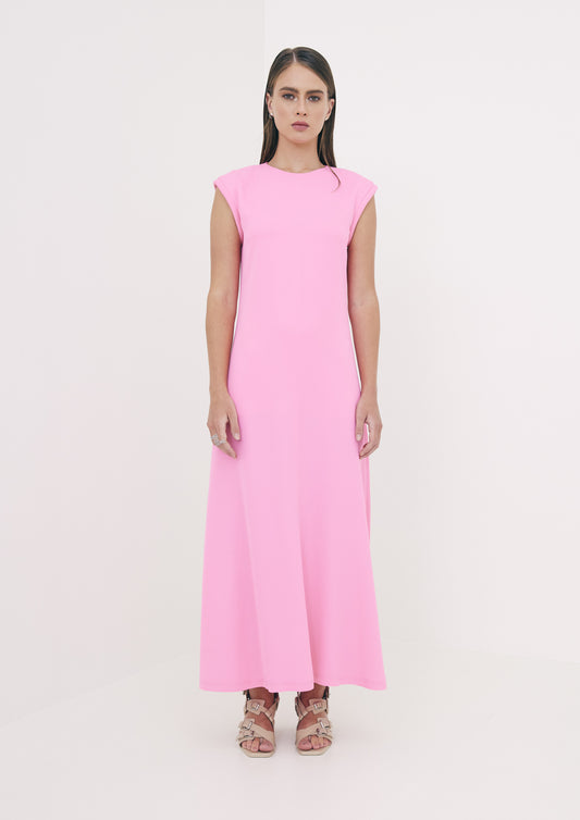 VESTIDO EVASE COM OMBREIRA DE CREPE