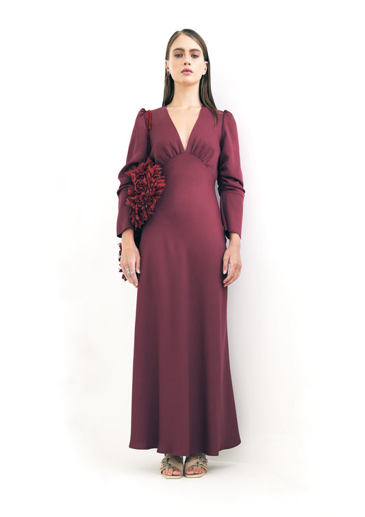 VESTIDO DECOTE V COM MANGA