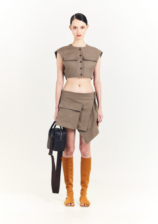 SAIA ASSIMÉTRICA CURTA DE SARJA