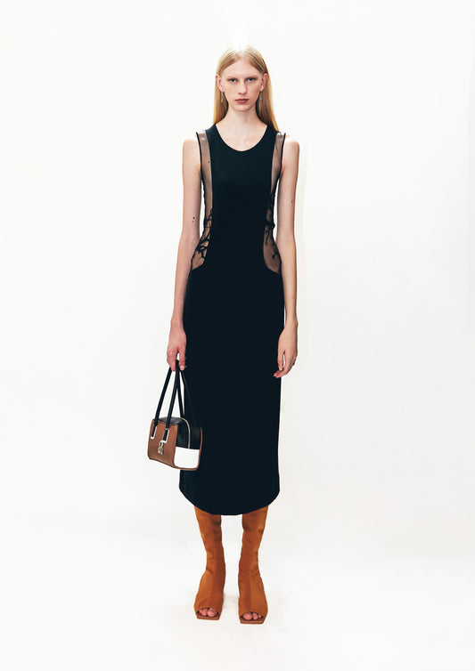 VESTIDO ÁRVORE MIDI MALHA E TULE