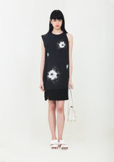 TÚNICA CURTA ESTAMPADA COM RECORTES