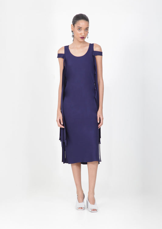 VESTIDO CURTO COM FAIXAS DUPLAS