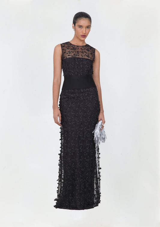 VESTIDO COLUNA FOLHAGEM