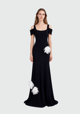 VESTIDO LONGO JERSEY COM FLORES