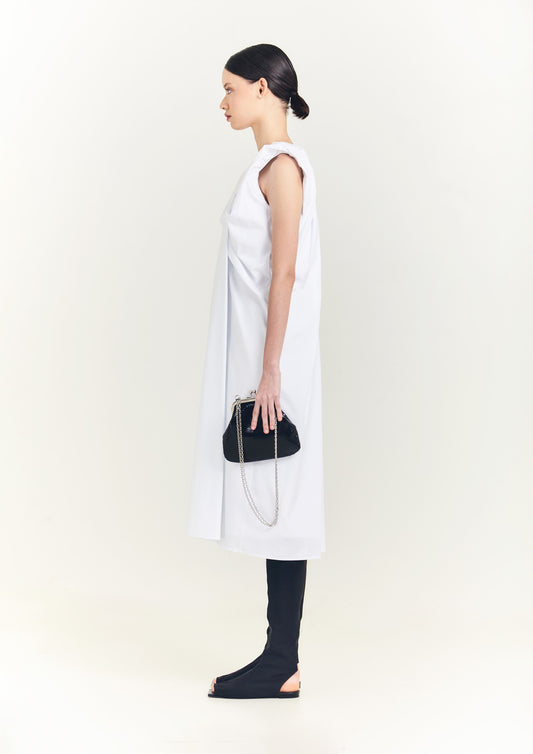 VESTIDO DE TRICOLINE COM BABADOS