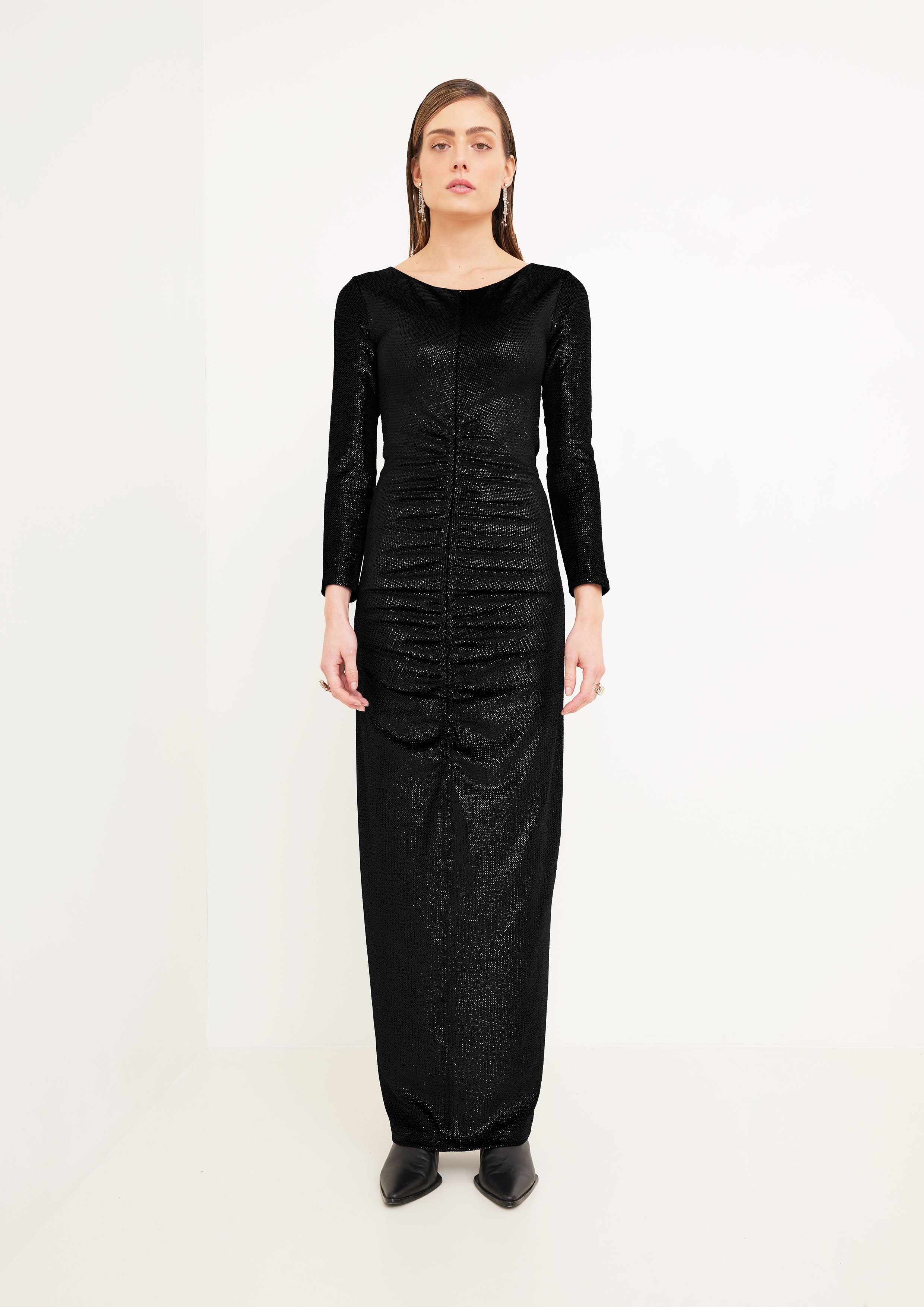 VESTIDO LONGO FRANZIDO