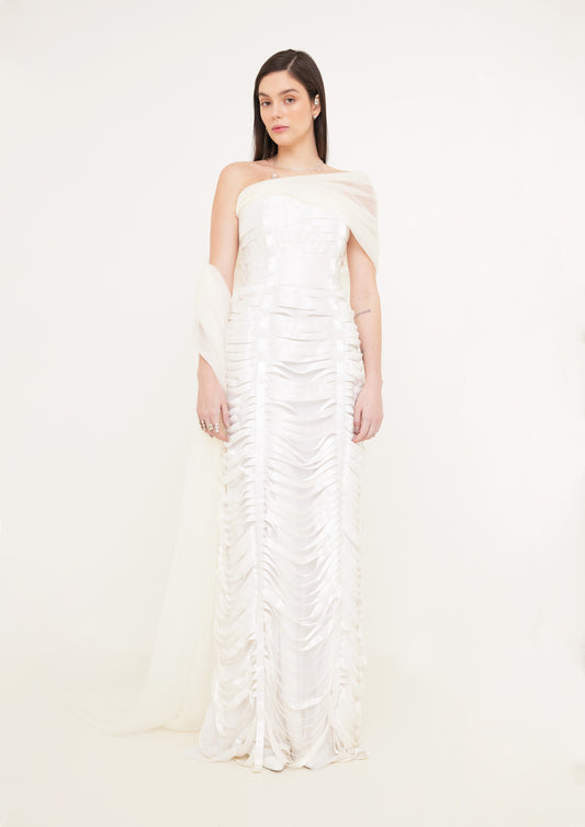VESTIDO SEM ALÇA COM FITA